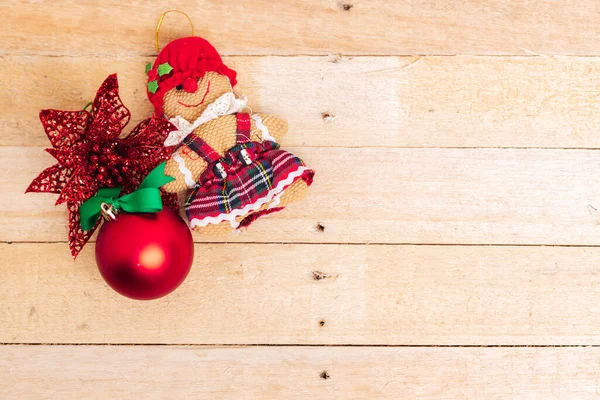 Uma Visão Superior Brinquedo Biscoito Natal Com Brinquedo Árvore Brilhante — Fotografia de Stock