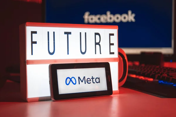 Meta Facebook Rebranding Nową Nazwę Logo Telefonie Komórkowym — Zdjęcie stockowe
