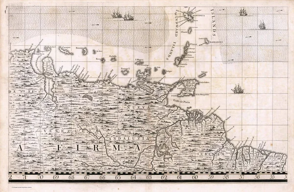 Mapa Império Britânico América Com Assentamentos Franceses Espanhóis — Fotografia de Stock