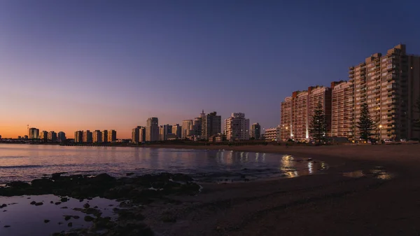 Sea Buildings Sunset Punta Del Este Uruguay — Stock Photo, Image