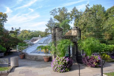 Güneşli bir günde Pennsylvania Üniversitesi 'nden Morris Botanik Bahçesi.