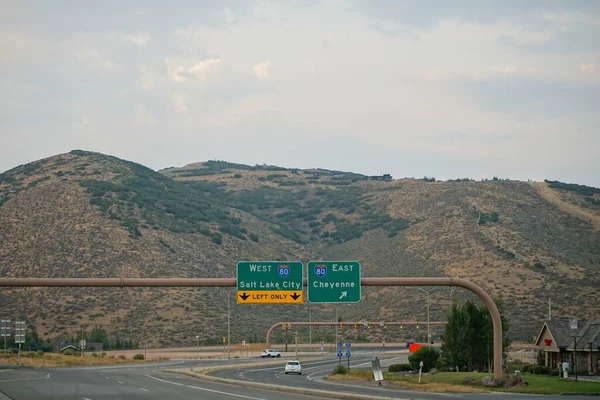Silniční Značka Dálnici Park City Salt Lake City Utahu — Stock fotografie