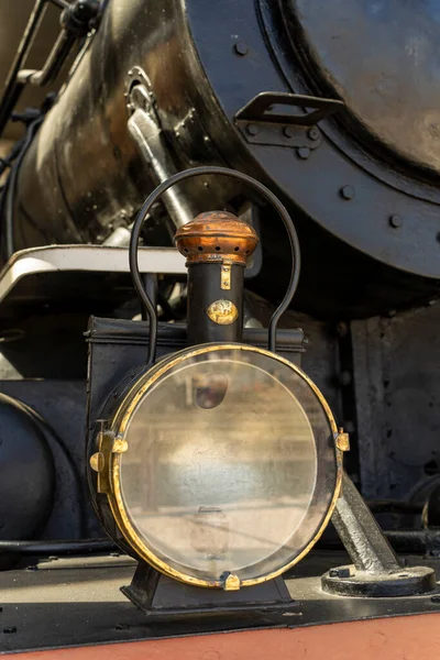 Ett Lokomotiv Strålkastare National Railway Museum Entroncamento Portugal — Stockfoto