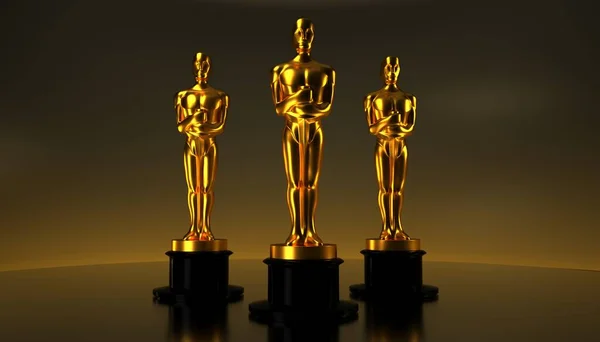 Ayna yüzeyinde üç Altın Oscar Ödülü