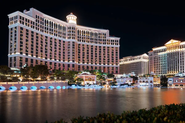 Een Nacht Uitzicht Het Bellagio Hotel Casino Met Uitzicht Beroemde — Stockfoto