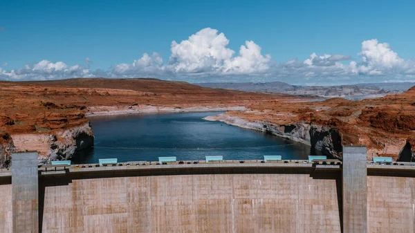 Krásný Letecký Záběr Přehrady Glen Canyon Poblíž Page Arizona — Stock fotografie