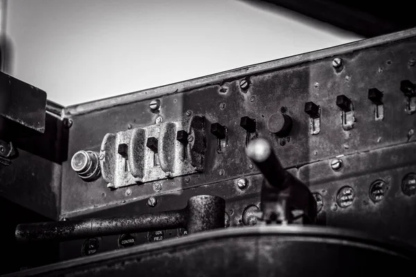 Plan Niveaux Gris Aiguillage Sur Panneau Train Démoli — Photo