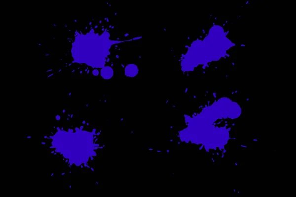 Синяя Краска Пятна Черном Фоне Пятна Краски Листе Бумаги — стоковое фото