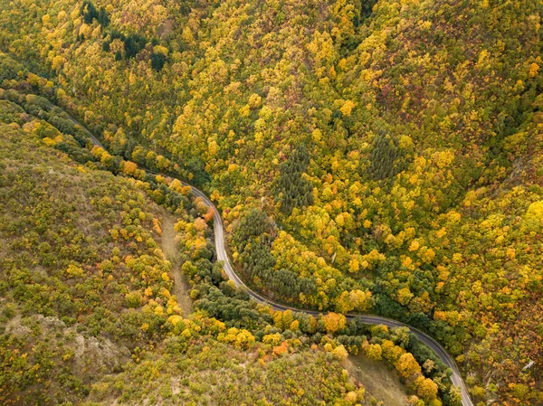 Een Prachtig Uitzicht Een Herfstlandschap Met Wegen Heuvels Een Zonnige — Stockfoto