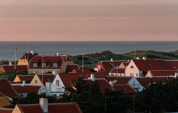 Telhados Típicos Dinamarqueses Cidade Old Skagen Dinamarca — Fotografia de Stock