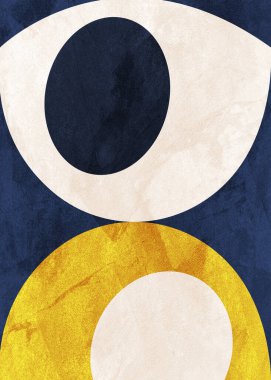 Organik geometrik soyut sanat, doku, geometrik şekiller, bej, kahverengi, sarı, siyah, mükemmel eşleşme ve moda evinizi veya işyerinizi dekore eder
