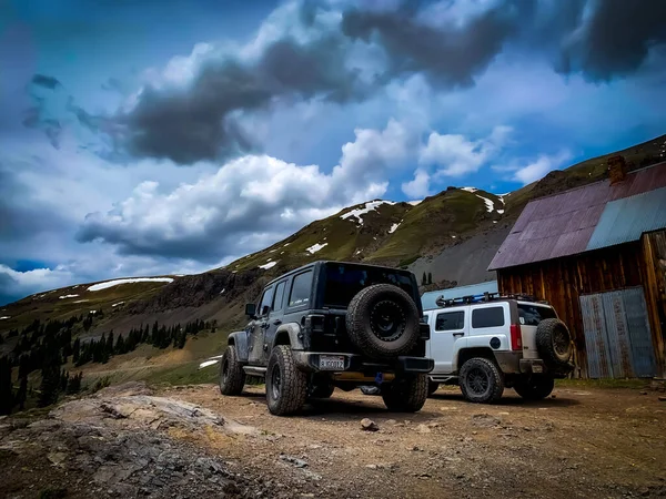 Back View Jeep Wrangler Hummer Rocky Road Ouray — Stock Photo, Image