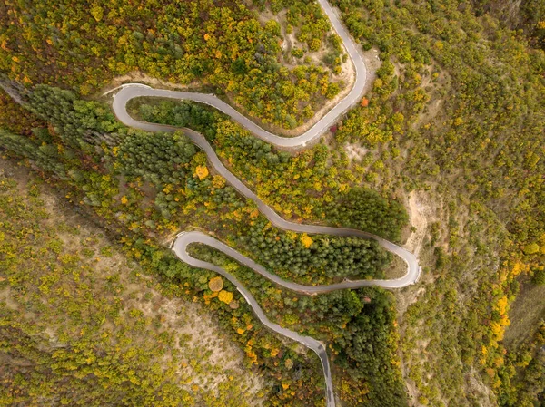 Прекрасный Вид Осенний Пейзаж Дорогами Холмами Солнечный День — стоковое фото