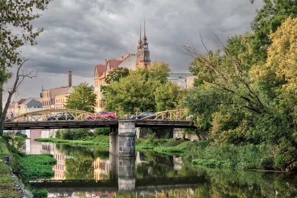 Slottsbron Opole Med Katedralen Torn Bakgrunden — Stockfoto