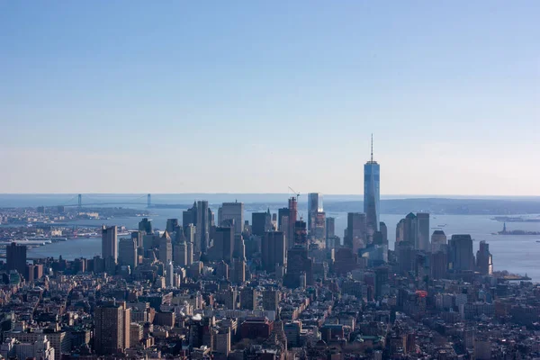 Uma Vista Aérea Vistas Deslumbrantes Horizonte Manhattan Nova York Eua — Fotografia de Stock