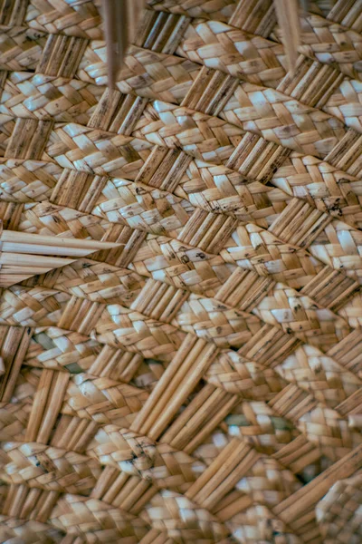 Zbliżenie Ujęcie Plecionego Wzoru Bambusa — Zdjęcie stockowe