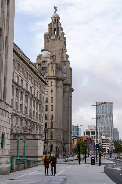 Piękny Widok Liverpool Liver Building — Zdjęcie stockowe