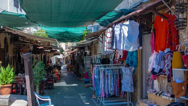 Strade Del Centro Storico Rodi Grecia Durante Giorno — Foto Stock