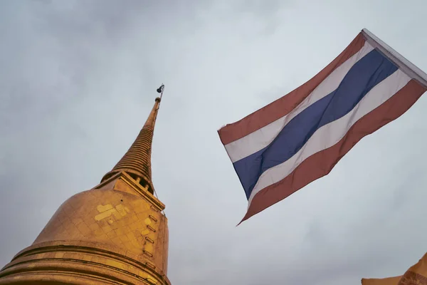 Eine Flache Aufnahme Der Thailändischen Flagge Bangkok — Stockfoto