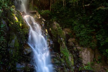 Öfkeli şelalelerin manzarası uzun pozlu.
