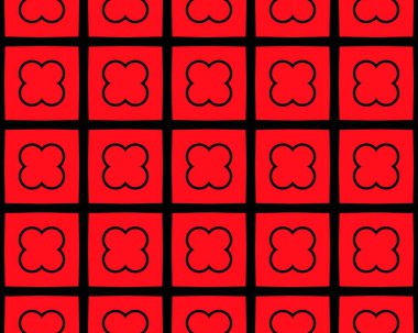 Soyut desenleri olan kırmızı, pürüzsüz bir çizim.