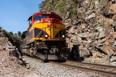 Hidalgo, Meksika 'da bir trenin yakın plan çekimi.