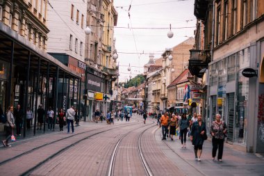Hırvatistan 'ın Zagreb kentinde güneşli ve yoğun bir günün güzel bir çekimi
