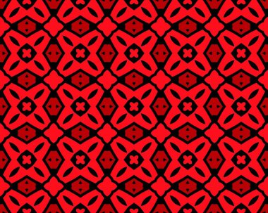 Soyut desenleri olan kırmızı, pürüzsüz bir çizim.