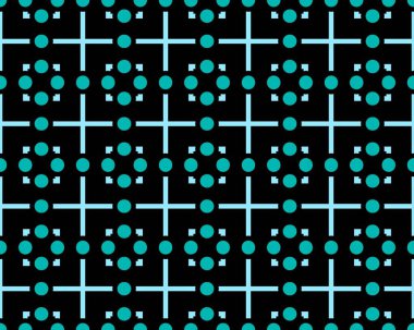 Soyut şekil ve noktalarla siyah ve mavi arkaplan çizimi