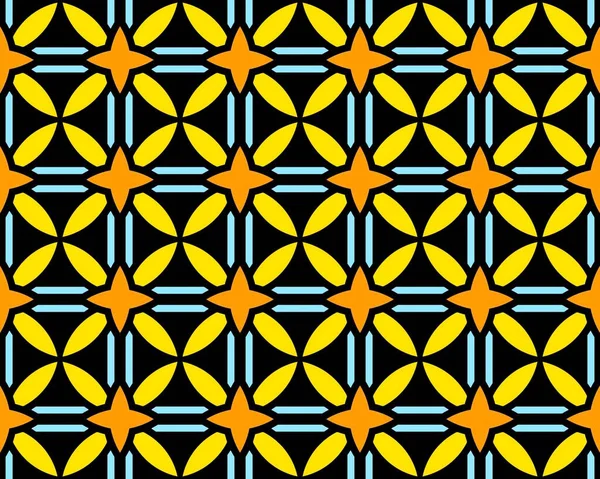 Una Ilustración Fondo Azul Amarillo Sin Costuras Con Formas Abstractas — Foto de Stock