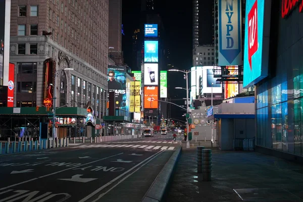 Malebný Pohled Time Square Během Uzamčení Covid New Yorku Usa — Stock fotografie