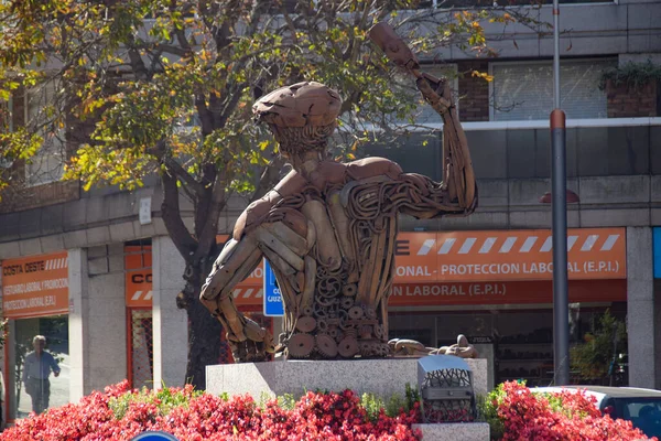 Die Schöne Aufnahme Der Kupferstatue Galicien Spanien — Stockfoto