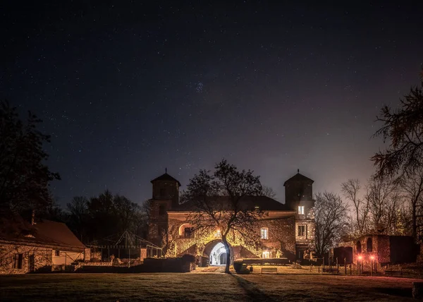 Старий Готичний Замок Тошеку Польща Вночі — стокове фото