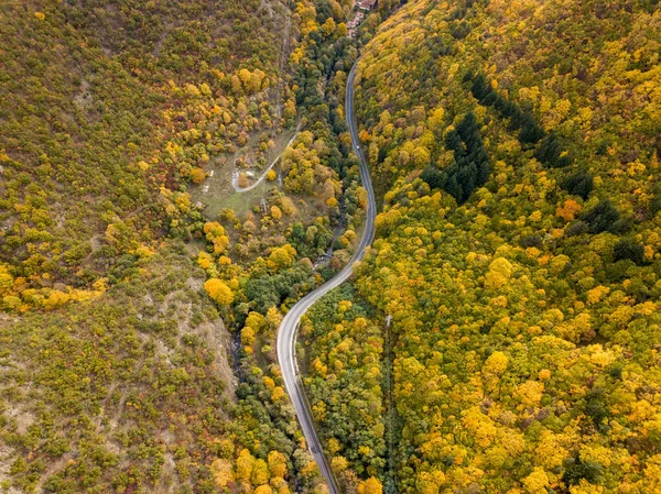 Beautiful View Autumn Landscape Roads Hills Sunny Day — Stock Photo, Image