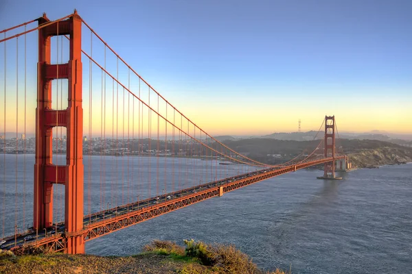 Pont Rouge Grand Crest San Francisco Coucher Soleil — Photo