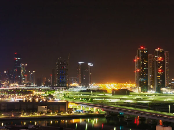 Edifícios Modernos Dubai Burj Khalifa Nos Emirados Árabes Unidos Noite — Fotografia de Stock