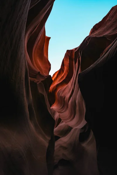 Plano Vertical Las Paredes Piedra Arenisca Del Antelope Canyon Arizona —  Fotos de Stock