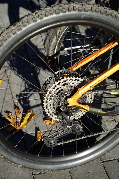 Een Close Shot Van Een Fiets Een Straat Tijdens Dag — Stockfoto