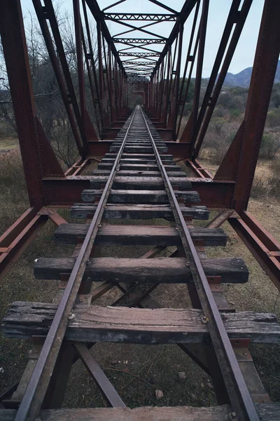 Une Vue Sur Pont Train Old Rail Sur — Photo