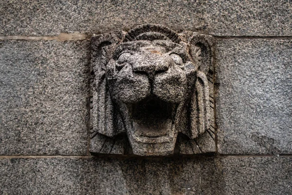 Крупный План Старинного Декора Стены Льва — стоковое фото