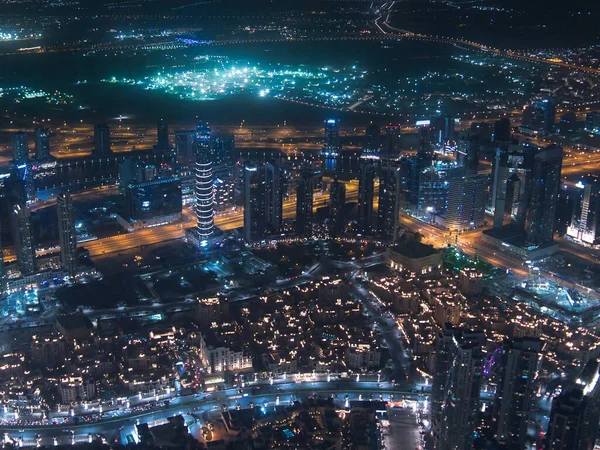Uma Vista Aérea Dubai Noite — Fotografia de Stock