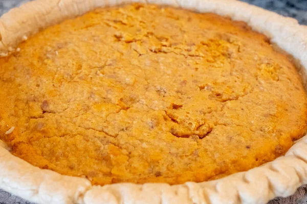 Gros Plan Une Tarte Citrouille Pour Thanksgiving — Photo