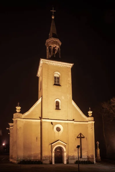 Church Catherine Toszek Poland Night — Stock Photo, Image