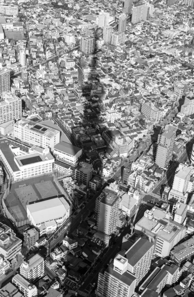 Der Schatten Des Tokyo Skytree Ragt Weit Über Die Umliegenden — Stockfoto