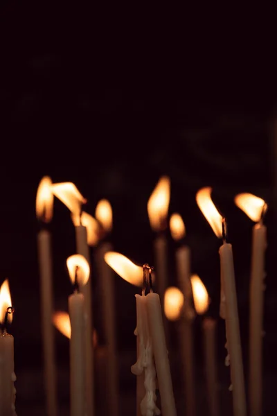 Disparo Vertical Velas Encendidas Monasterio Kera Kardiotissa Creta Grecia —  Fotos de Stock