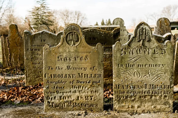 Zbliżenie Cmentarza Historycznego Markera Grobowego Libanie Ohio — Zdjęcie stockowe