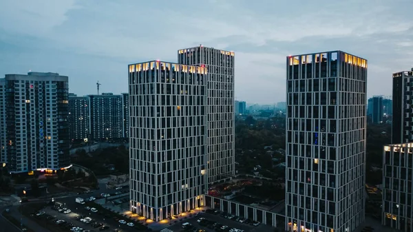 Magas Szögű Lövés Felhőkarcolók Osokorki Ukrajna Kijev — Stock Fotó
