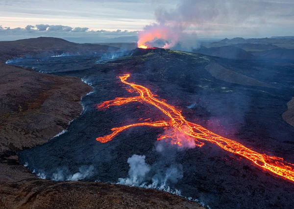 Disparo Del Volcán Geldingadalir Islandia —  Fotos de Stock