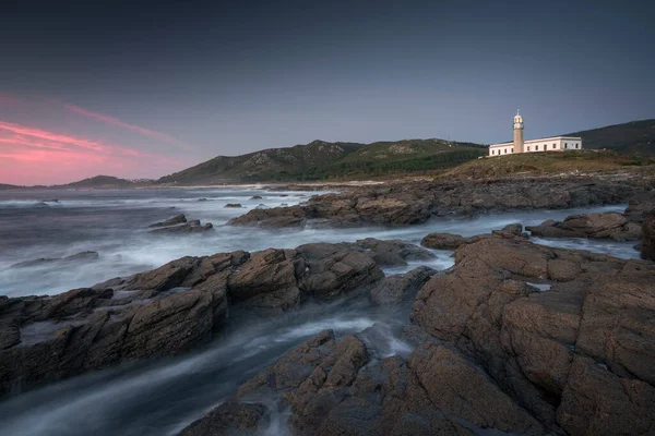 Galiçya Carnota Daki Larino Deniz Fenerinin Güzel Bir Manzarası — Stok fotoğraf