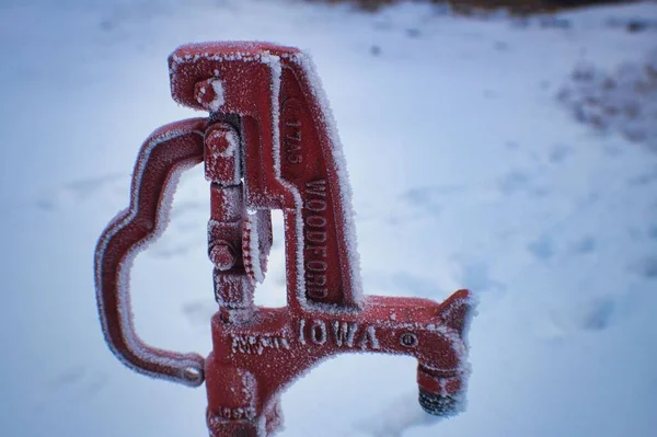 Nahaufnahme Eines Frostigen Hydranten Der Heritage Village Sioux Center Iowa — Stockfoto